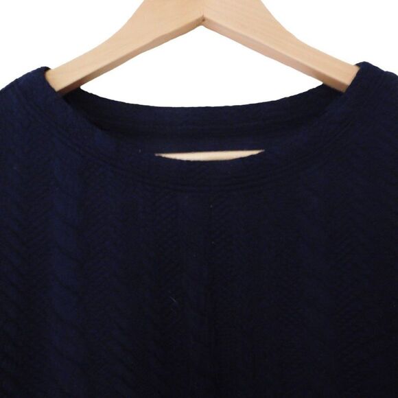 Talbots Pullover Sweatshirt Long‎ Sleeve Blue Side Slit Tunic Blue Cable PM - Picture 2 of 5